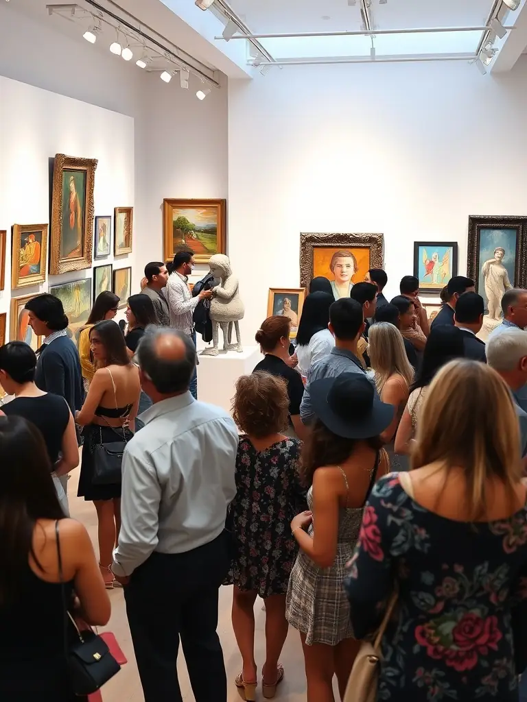 A photograph of a local artist displaying their artwork at an exhibition organized by L'ATELIER VAL D'AUBOIS, emphasizing the organization's support for local talent and cultural enrichment.